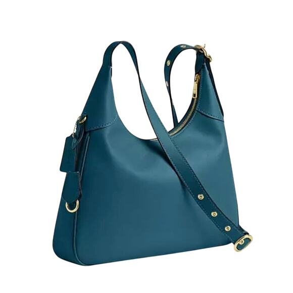 Coach Ella Shoulder Bag Teal W Gold Hardware NWT - Picture 2 of 7